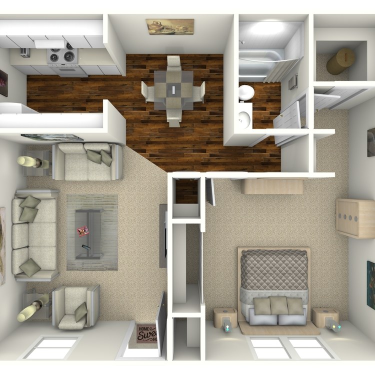 Floor plan image of 1 Bed 1 Bath B