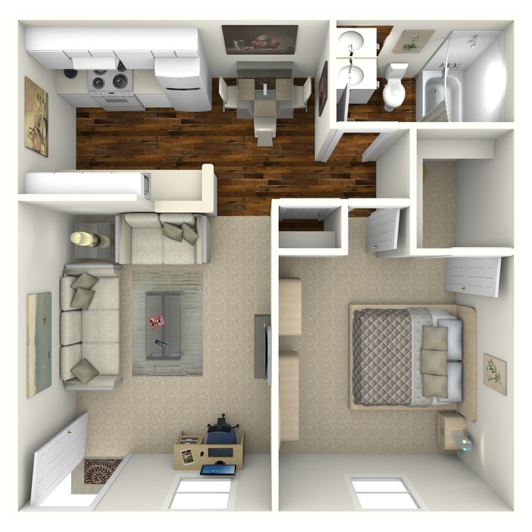 Floor plan image of 1 Bed 1 Bath A
