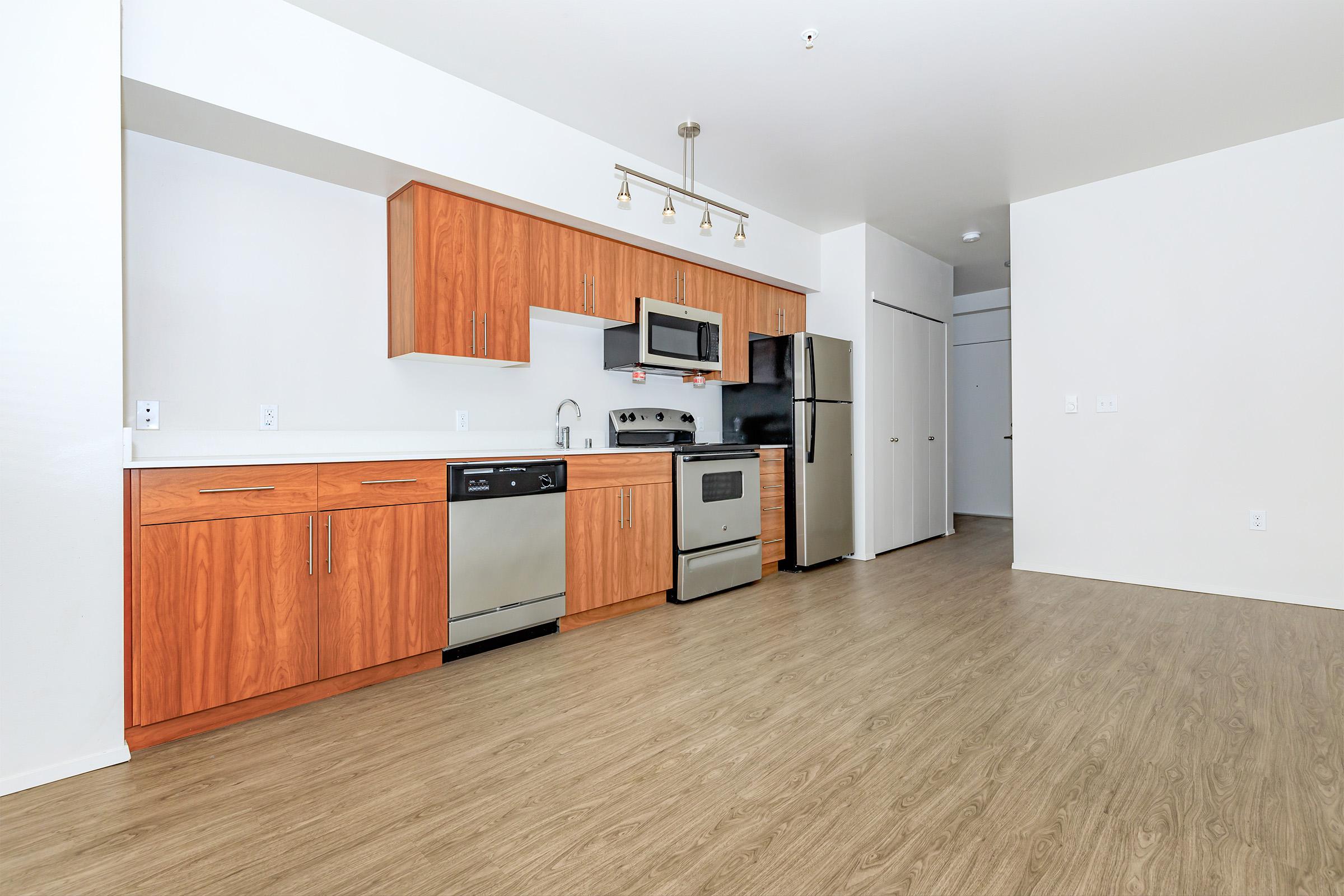 a refrigerator in a kitchen