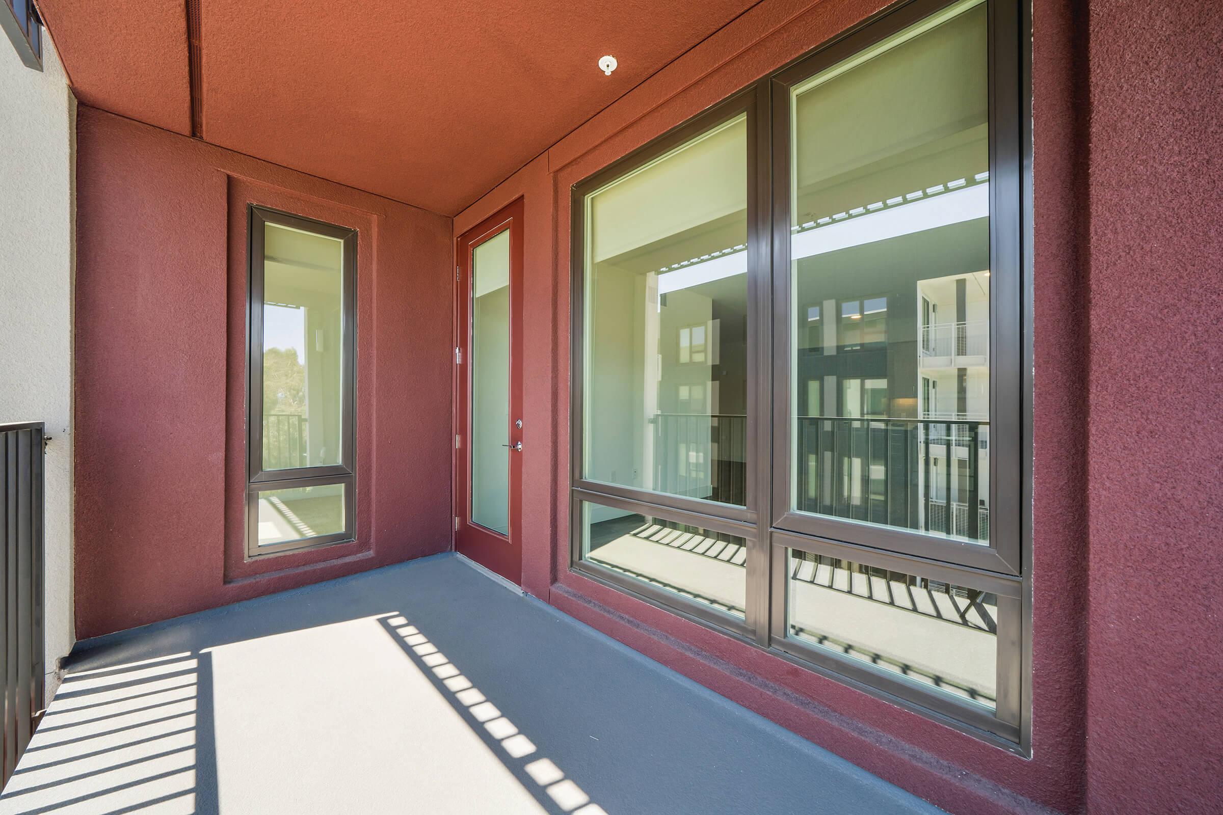 Patio with red walls