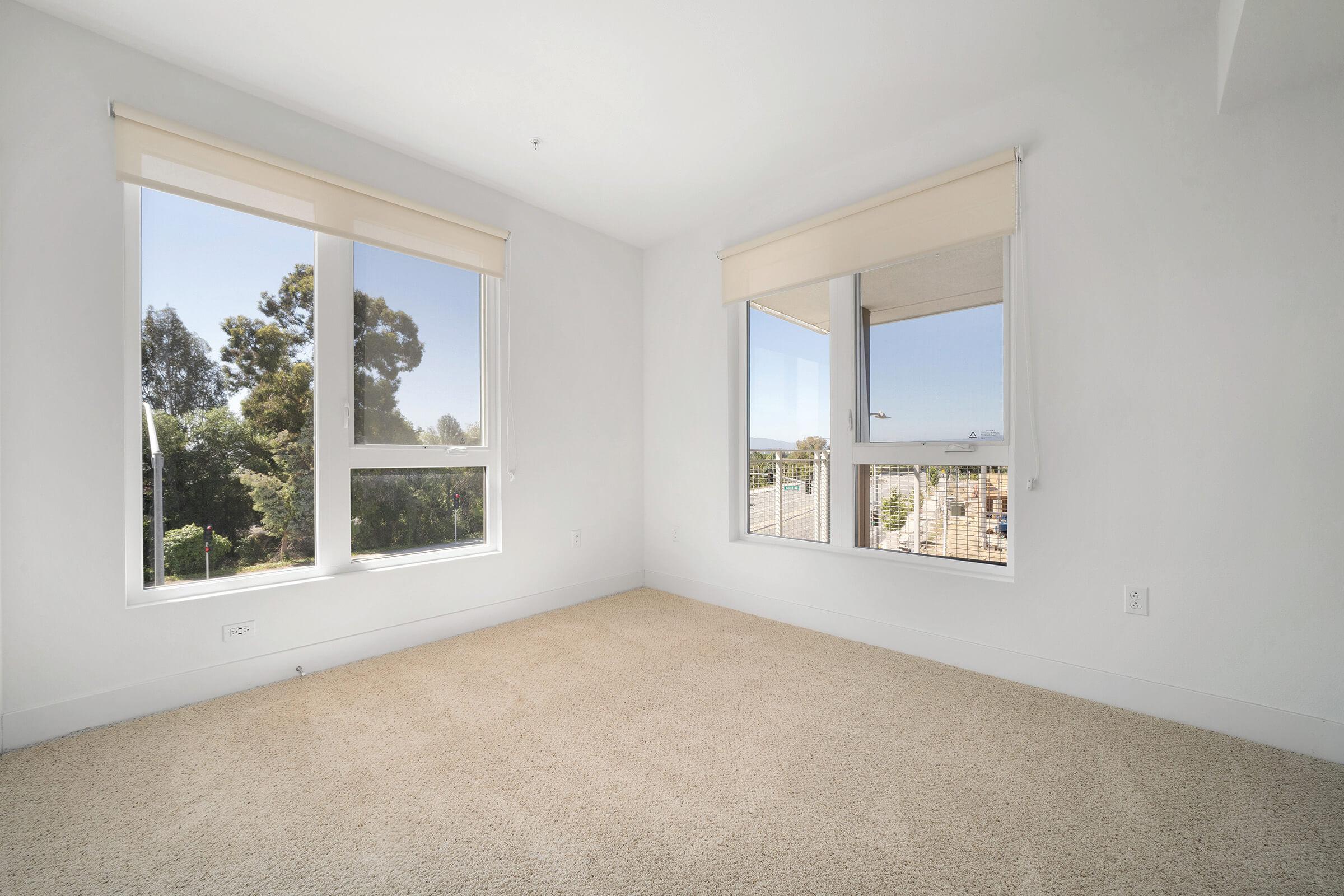 a room with a large window