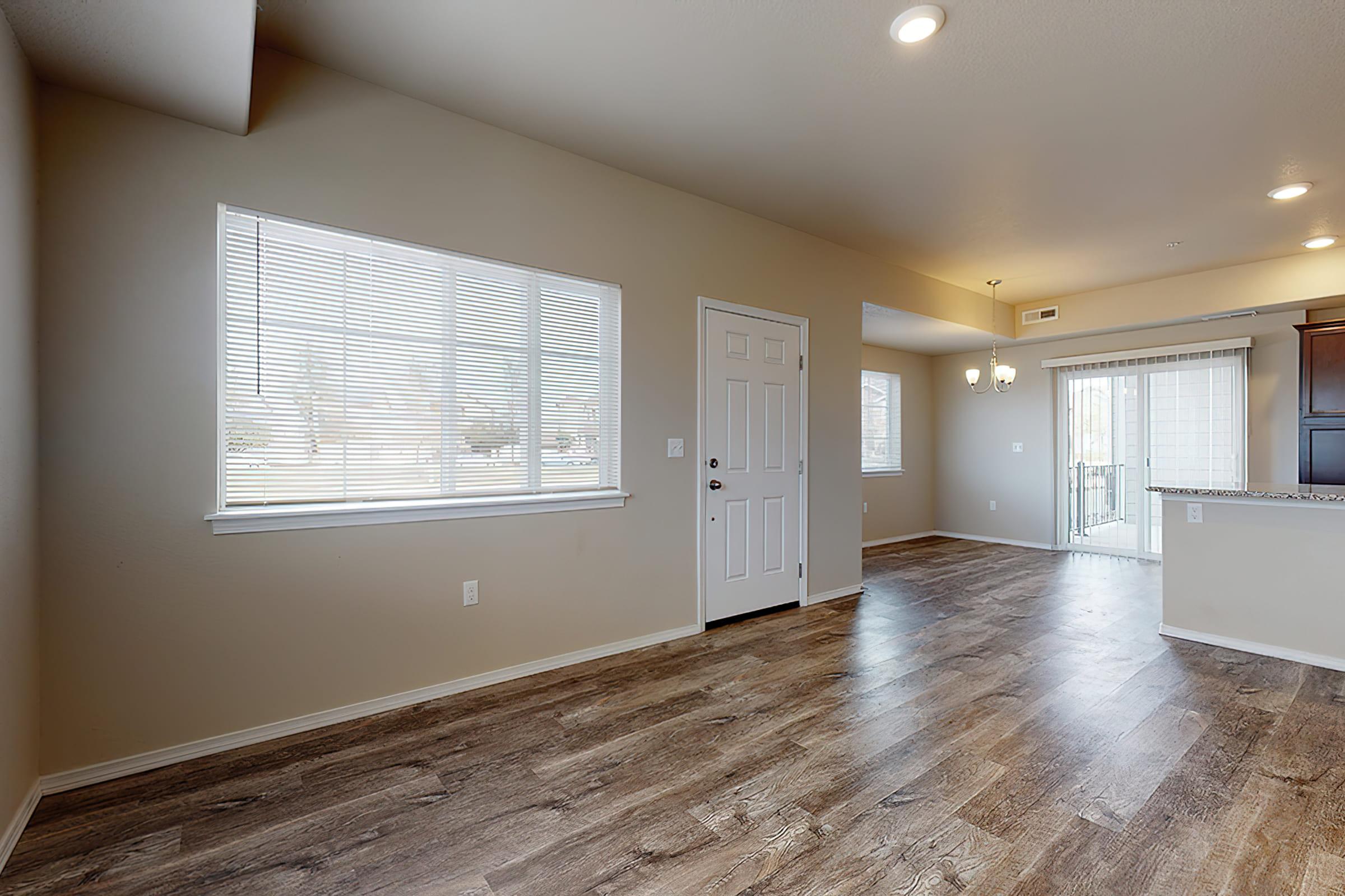 a room with a large window