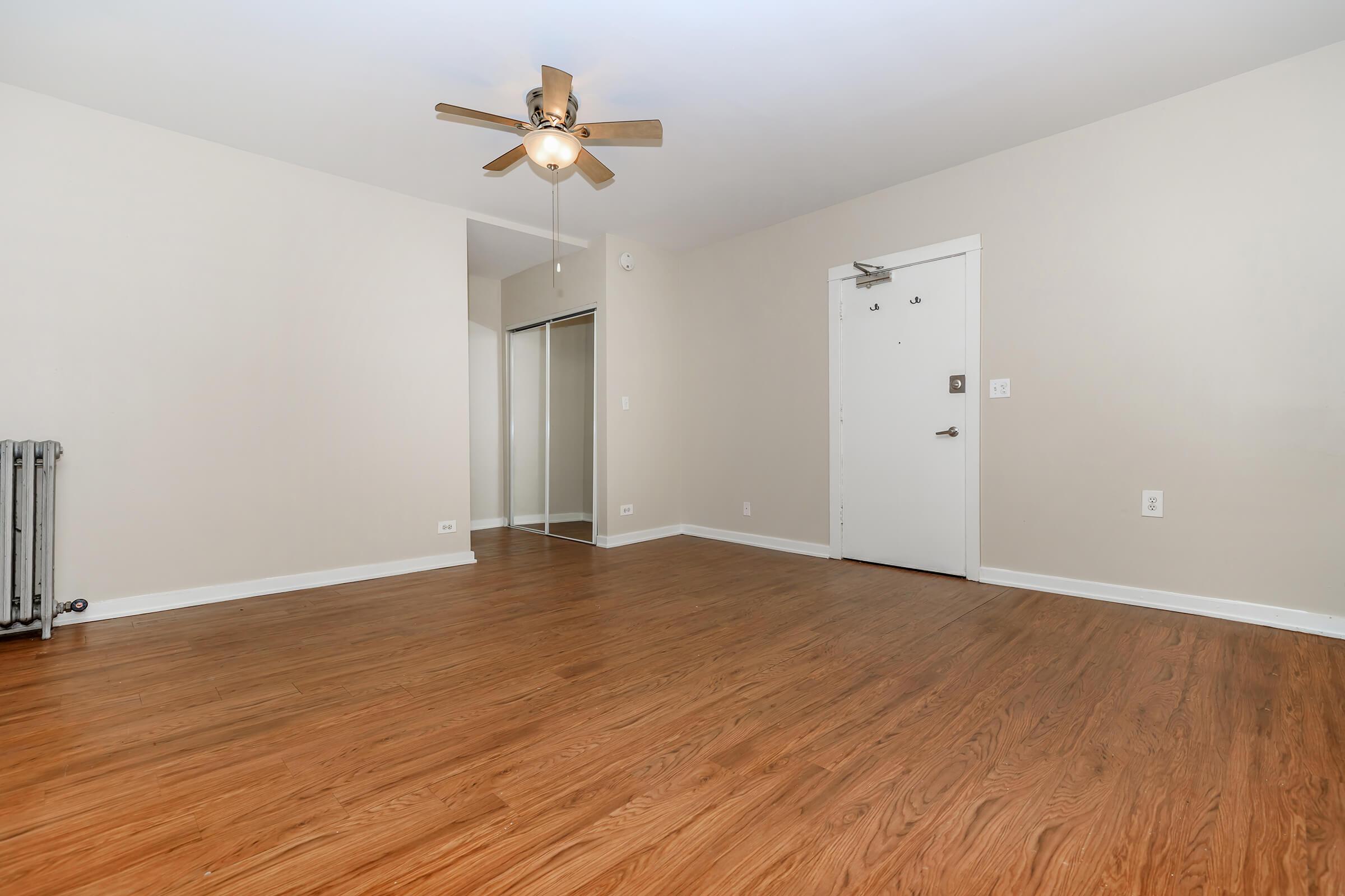 a room with a wood floor