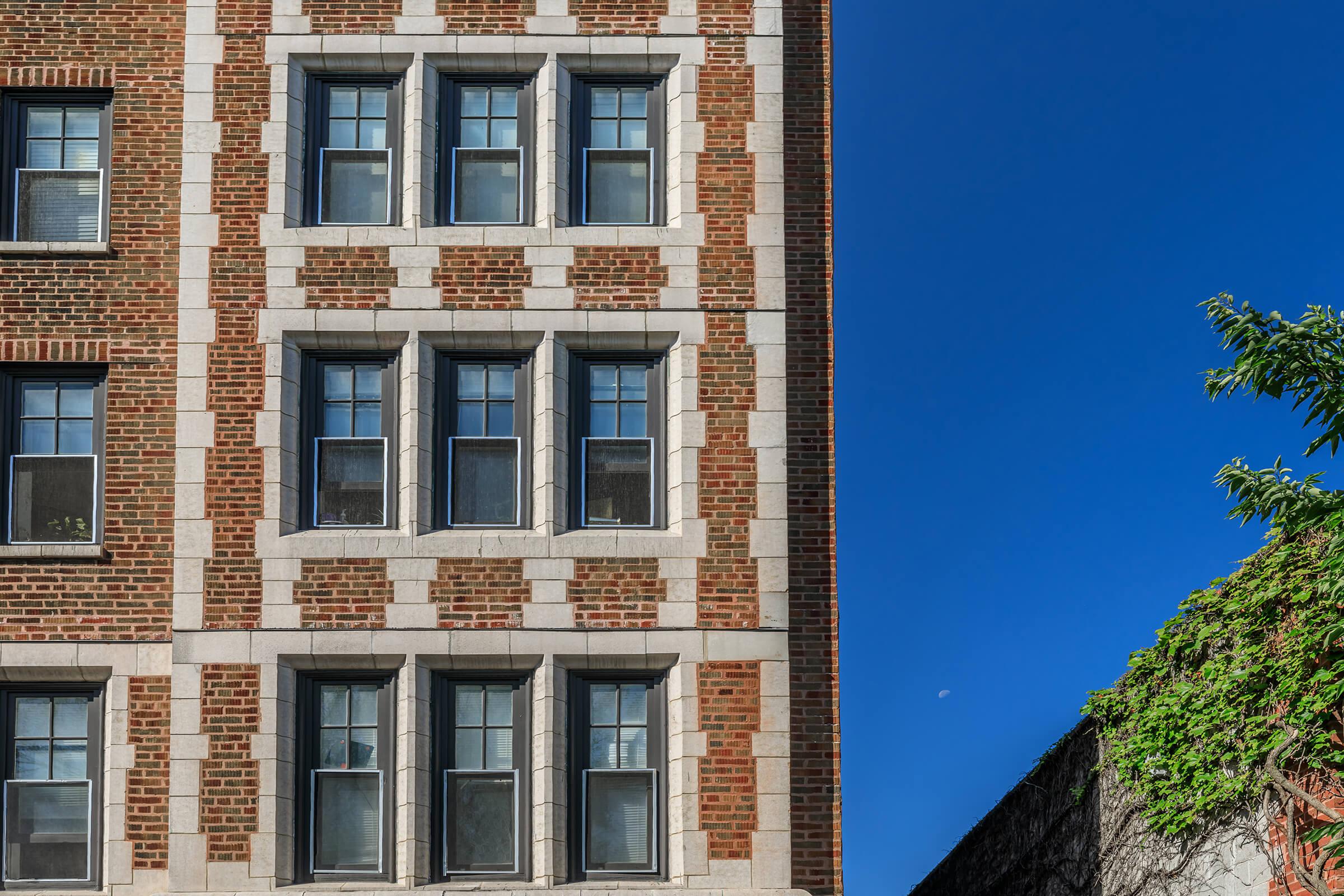 a large brick building with a window