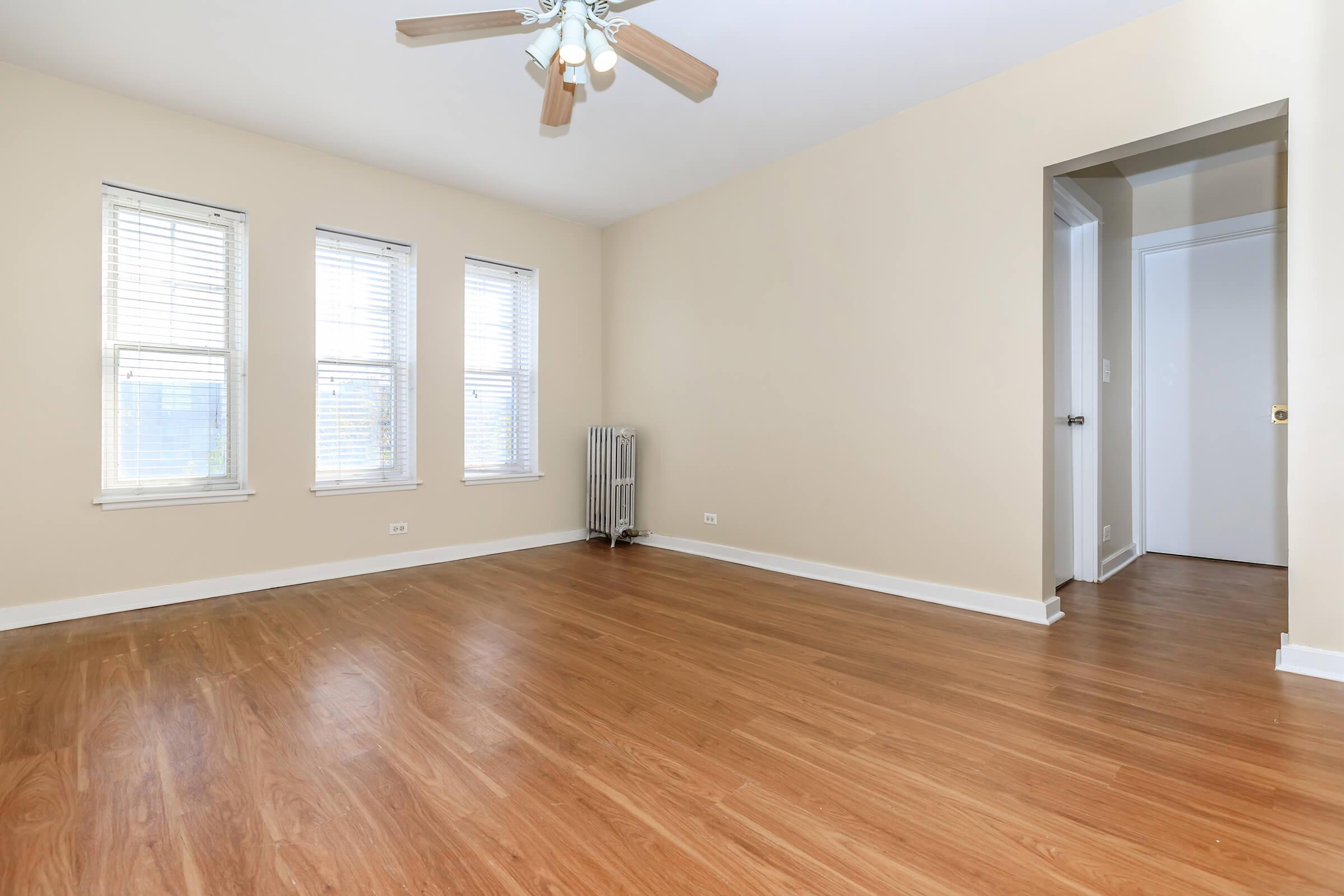 a room with a hard wood floor