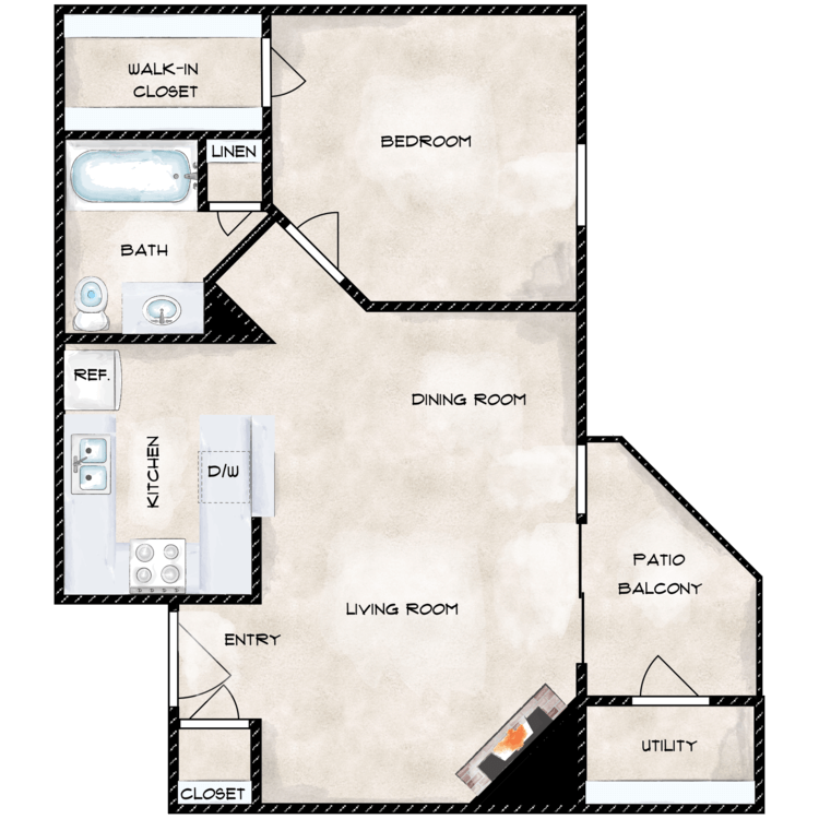 Floor plan image of 1 X 1