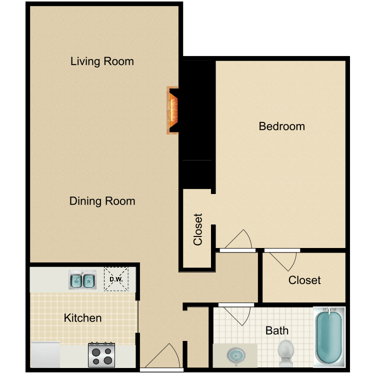 Floor plan image of Large 1 Bed