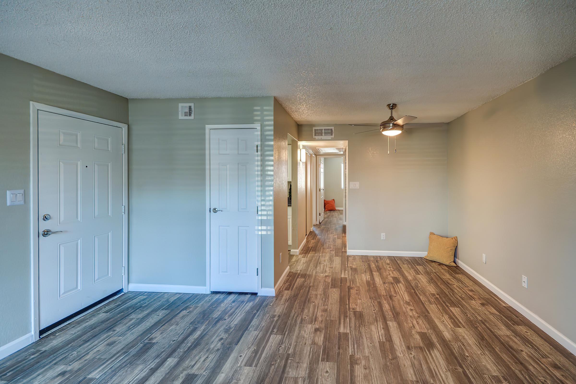 a room with a wood floor