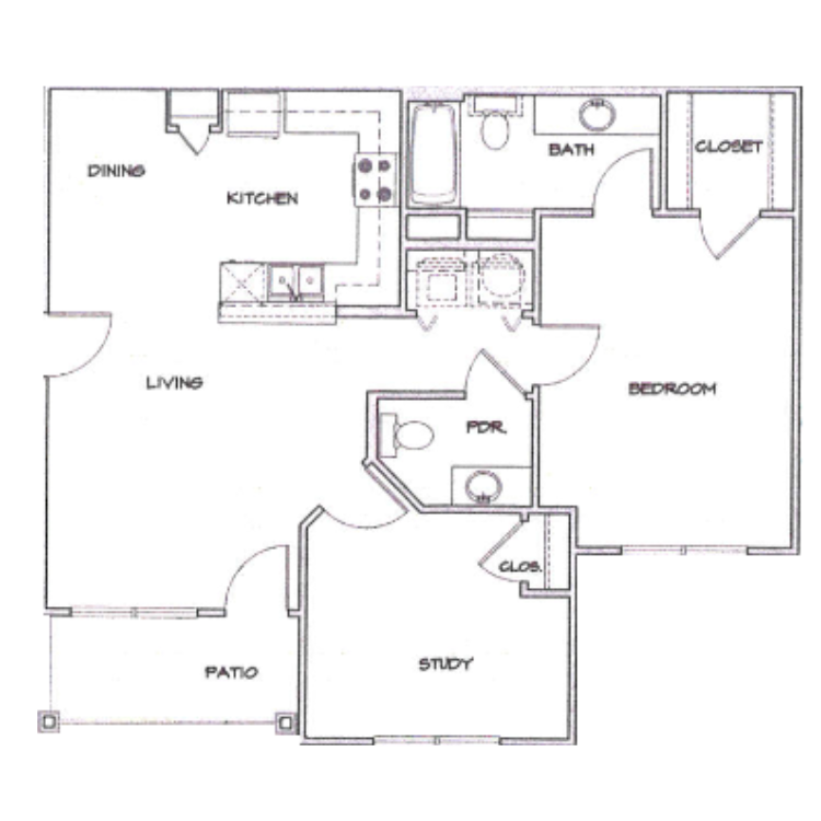 Floor plan image of A2 with Study & Garage