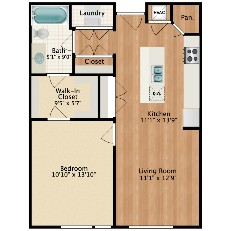 Floor plan image of 1x1 Alt