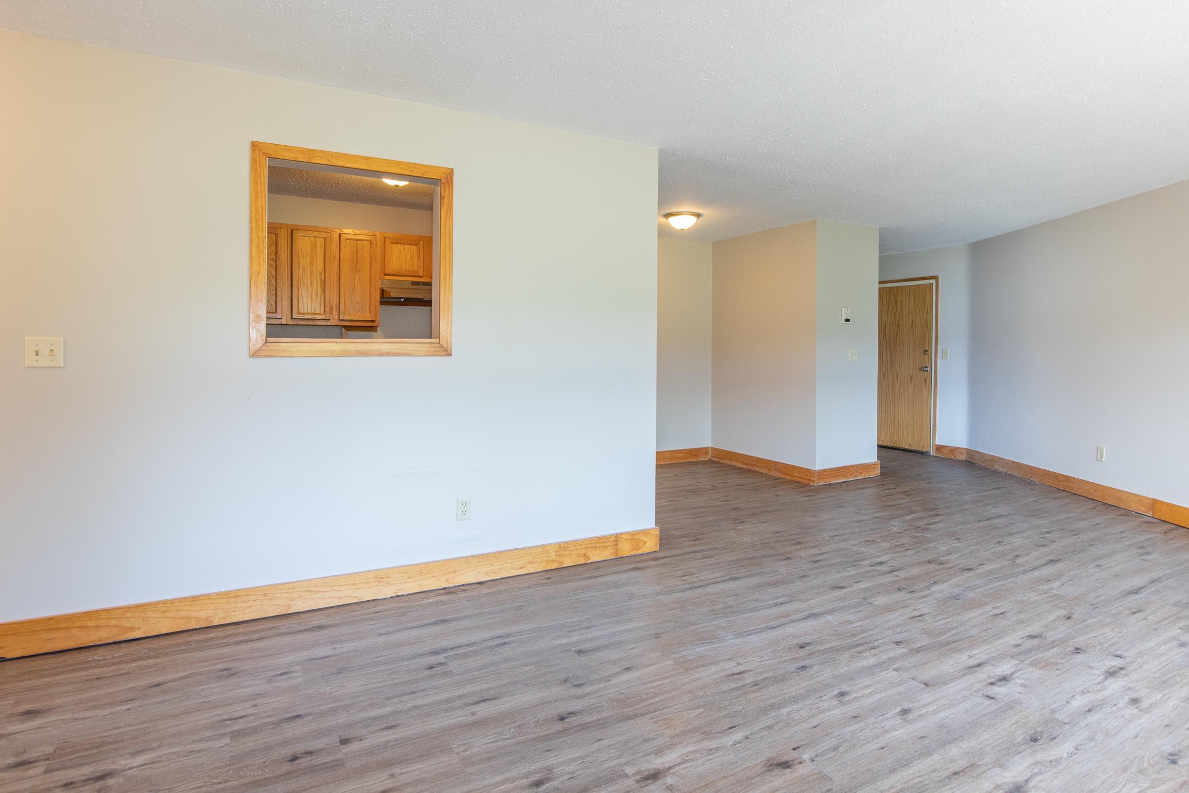 a room with a wood floor