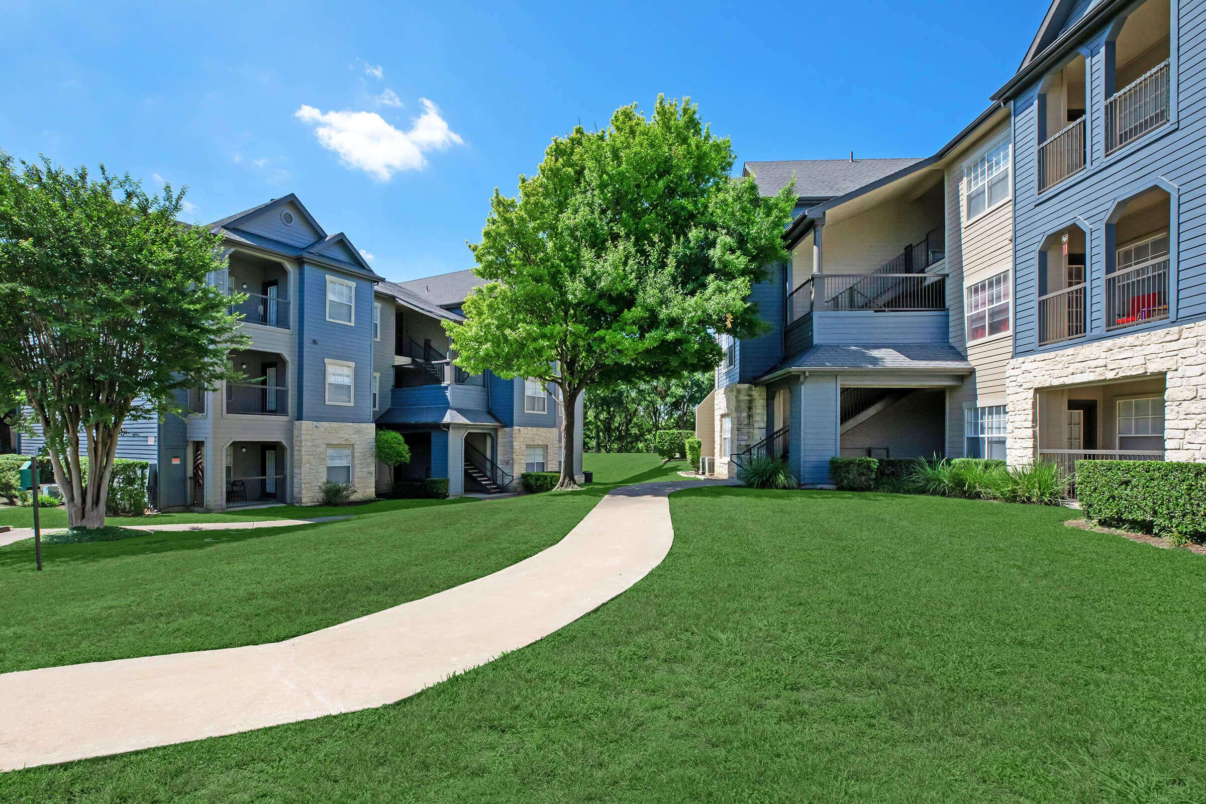 community buildings with green grass