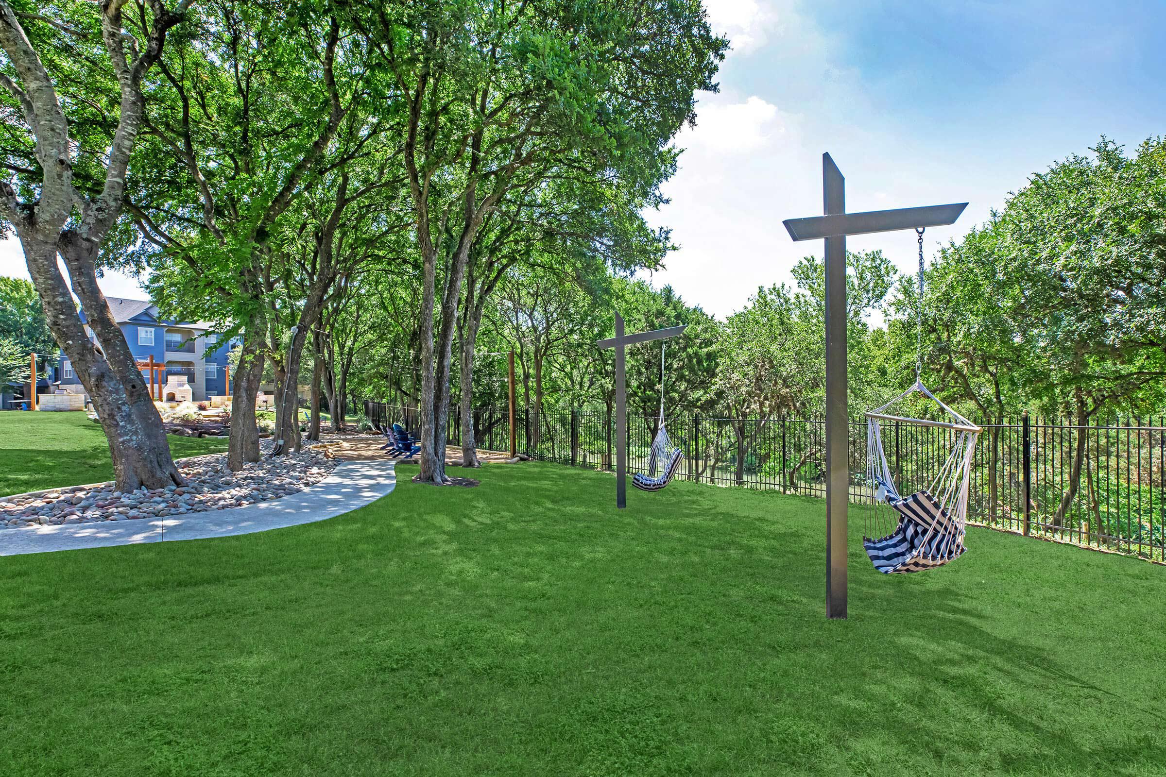 hammocks with green grass