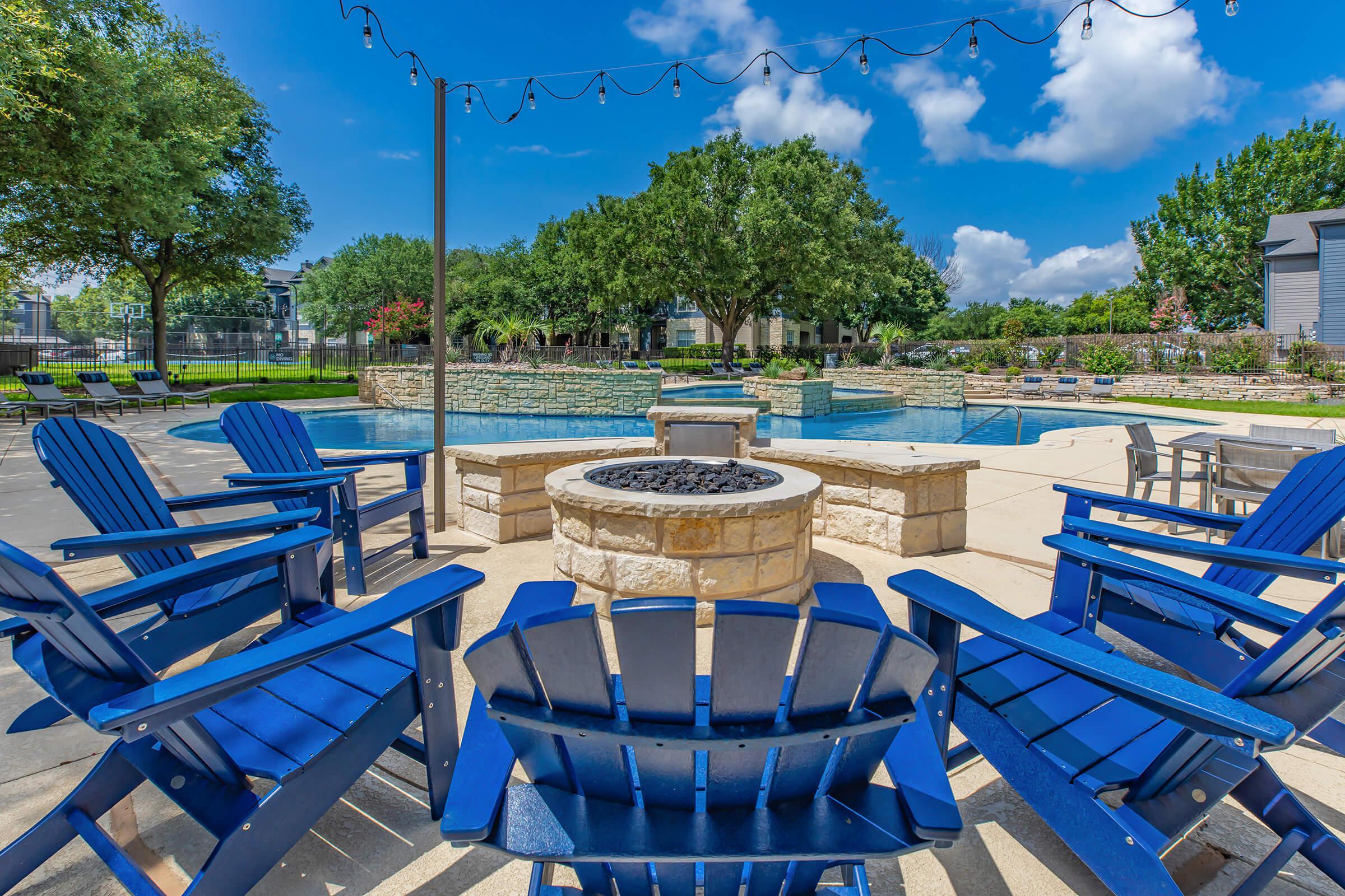 community fire pit next to the community pool