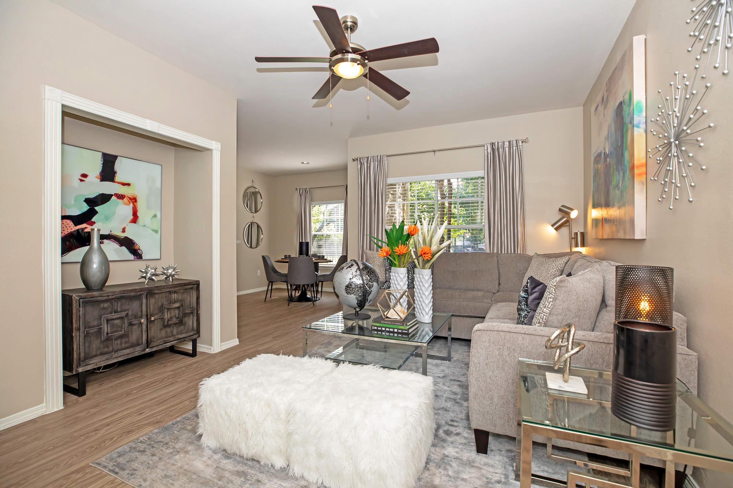 a living room filled with furniture