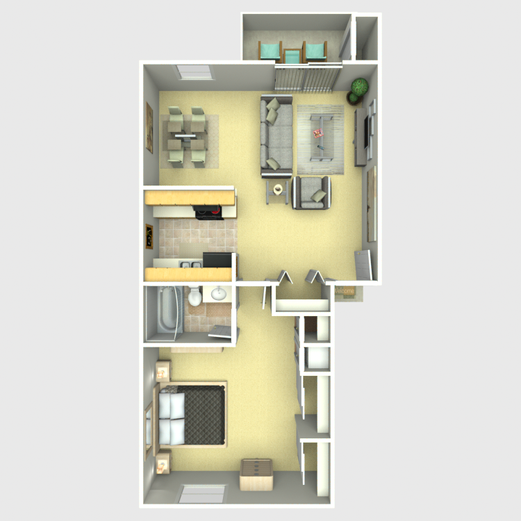 Floor plan image of 1 Bedroom 1 Bathroom Upgraded
