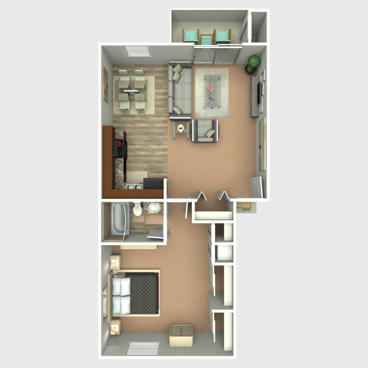 Floor plan image of 1 Bedroom 1 Bathroom Renovated