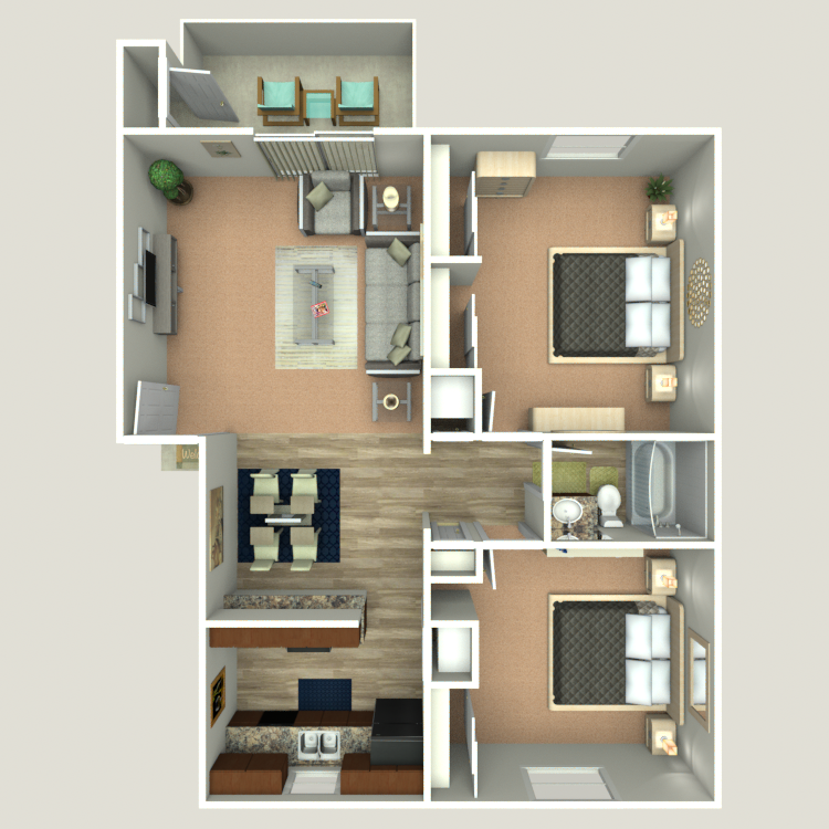 Floor plan image of 2 Bedroom 1 Bathroom Renovated