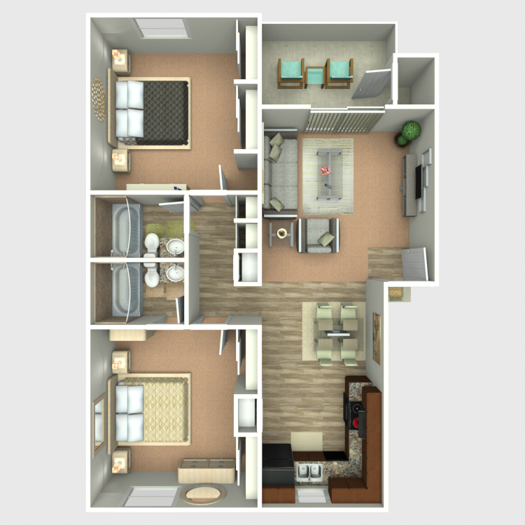 Floor plan image of 2 Bedroom 2 Bathroom Renovated