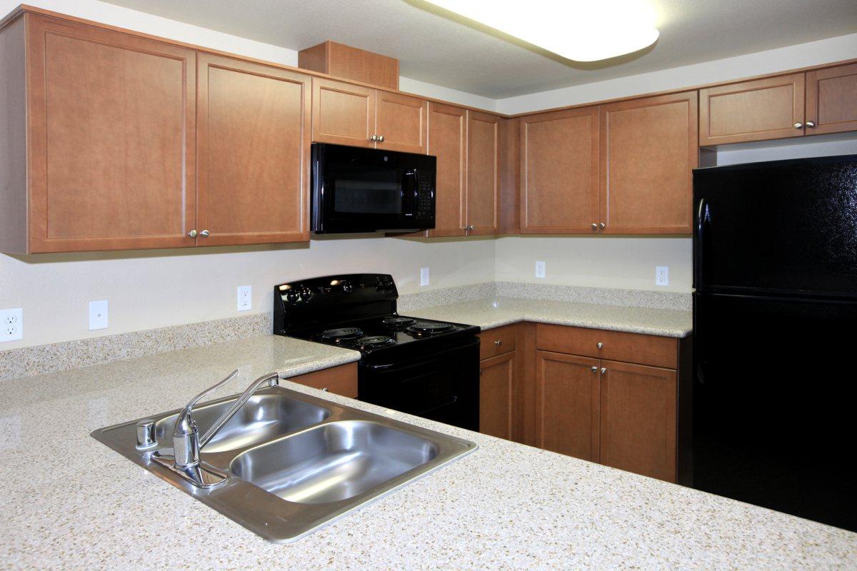 Greystone Apartments provides beautiful cabinetry in their kitchens