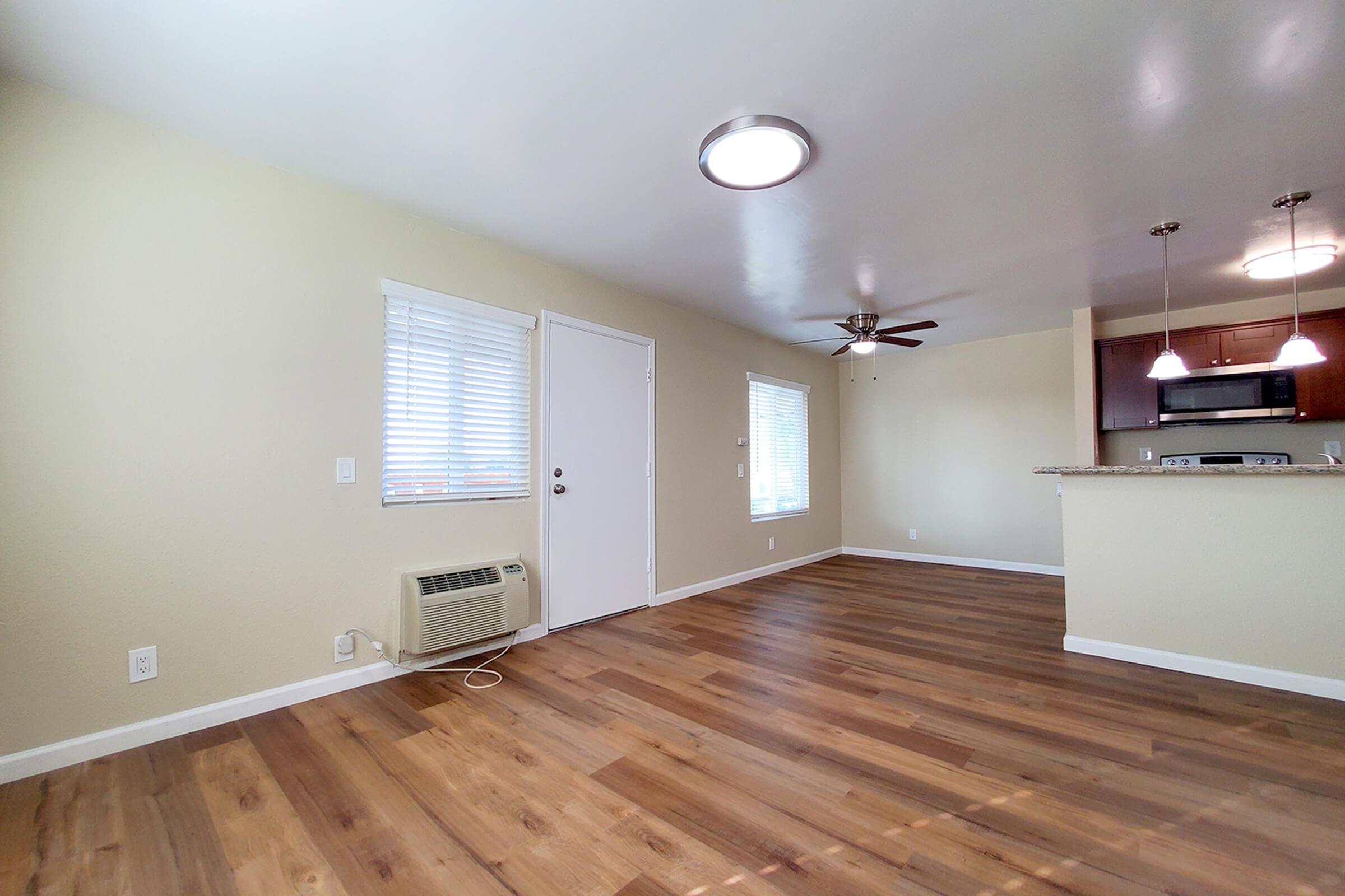 a room with a hard wood floor