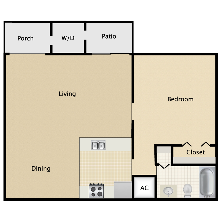 Floor plan image of 1 Bed 1 Bath Large