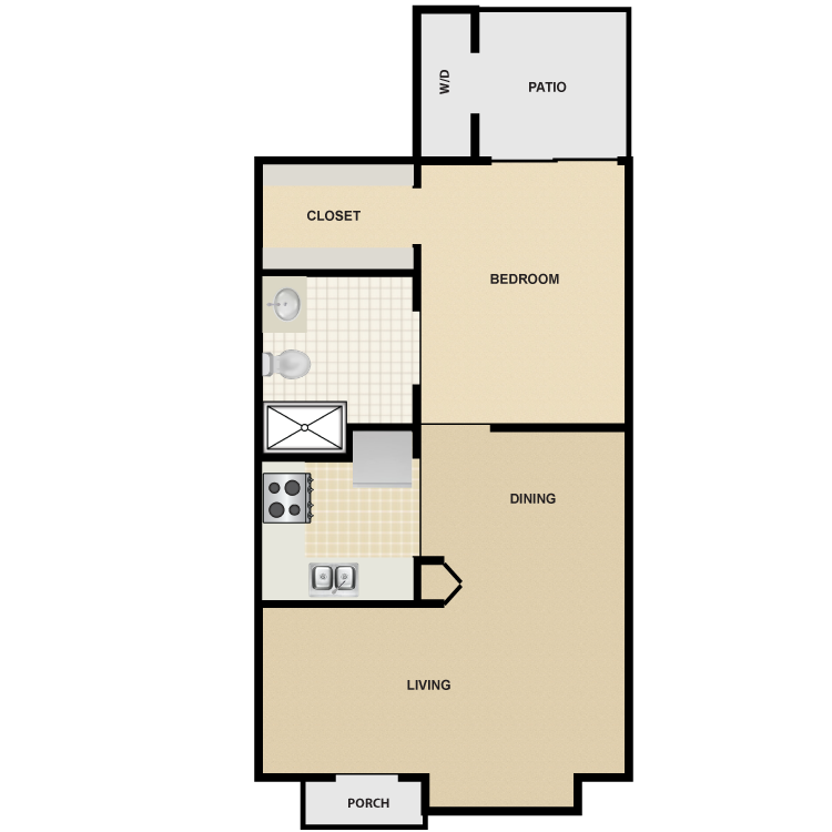 Floor plan image of 1 Bed 1 Bath Small