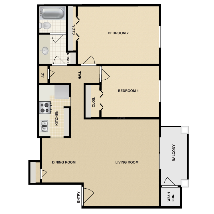 Floor plan image of 2 Bed 1 Bath Large