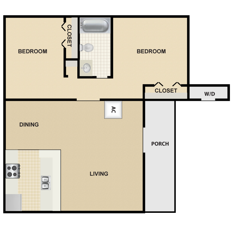 Floor plan image of 2 Bed 1 Bath Small