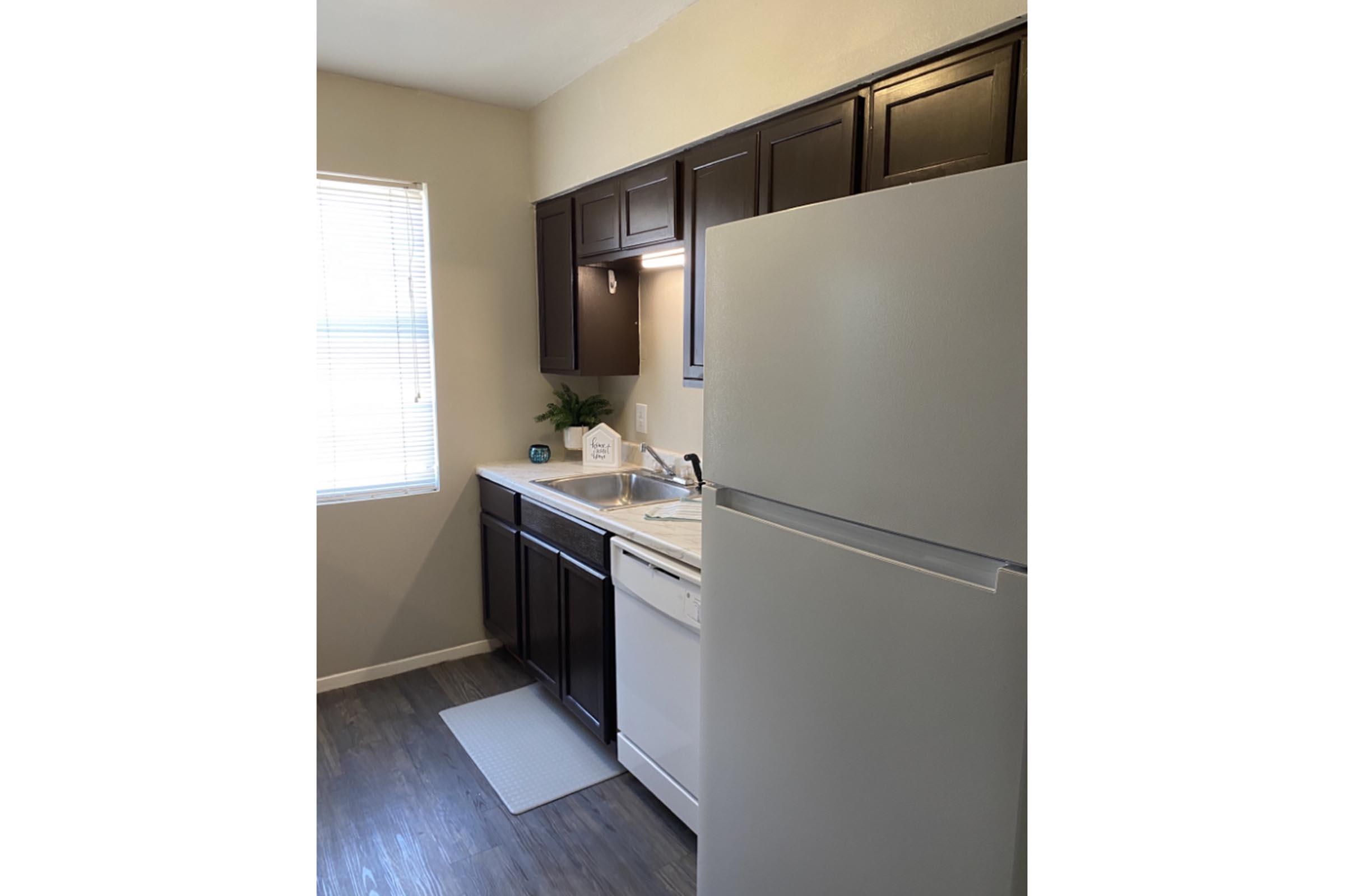 a refrigerator in a kitchen