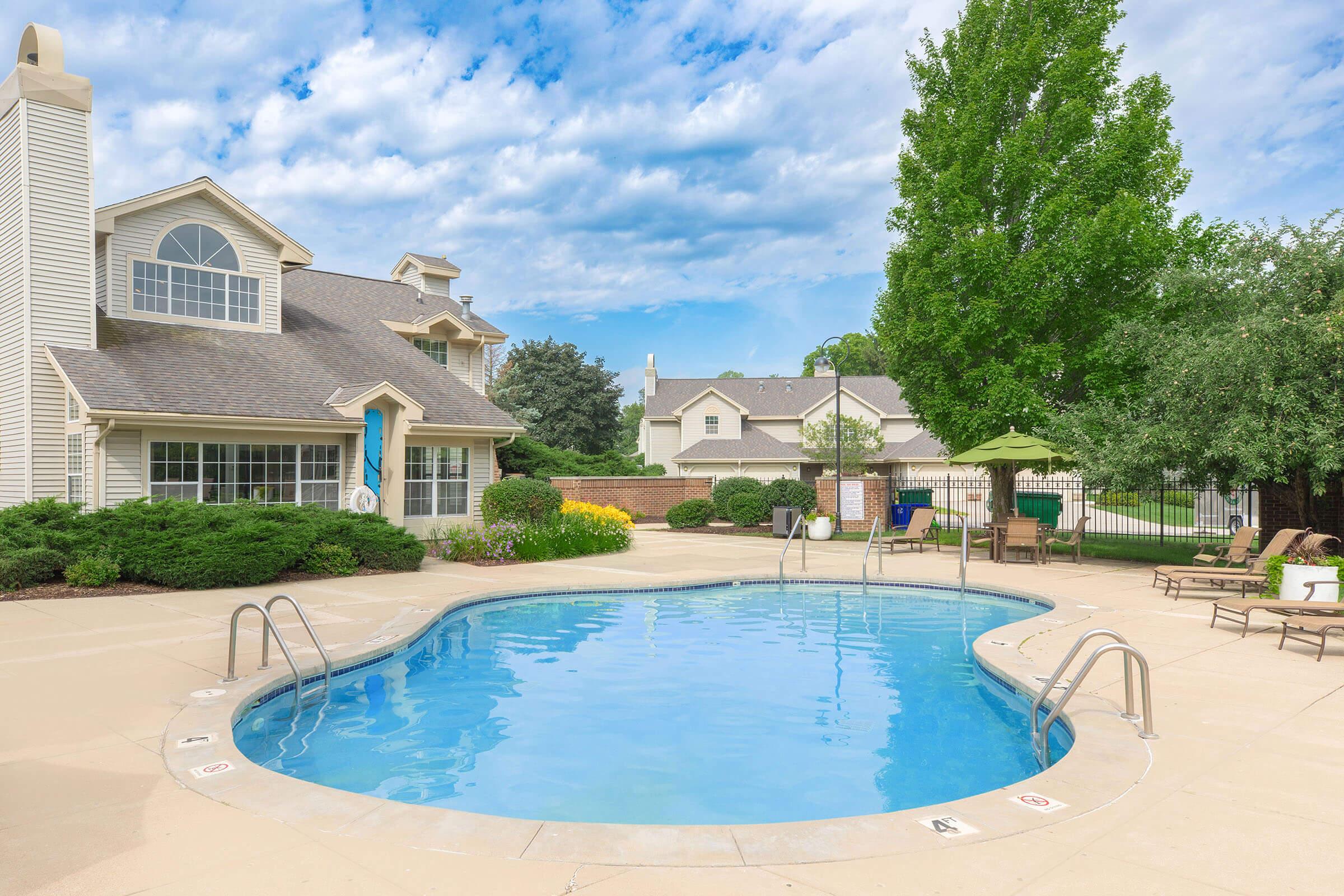 a small house in a pool of water