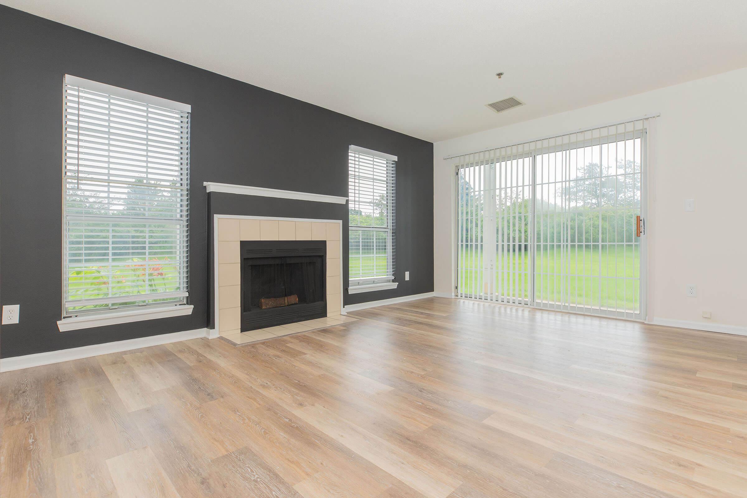 a living room with a large window