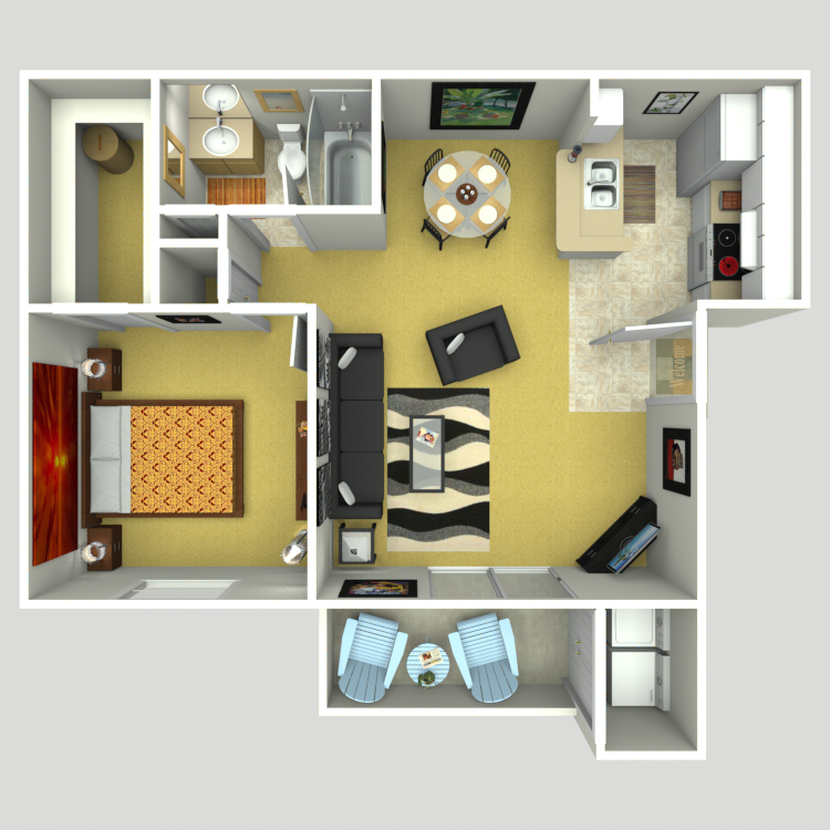 Floor plan image of 1 Bed 1 Bath B