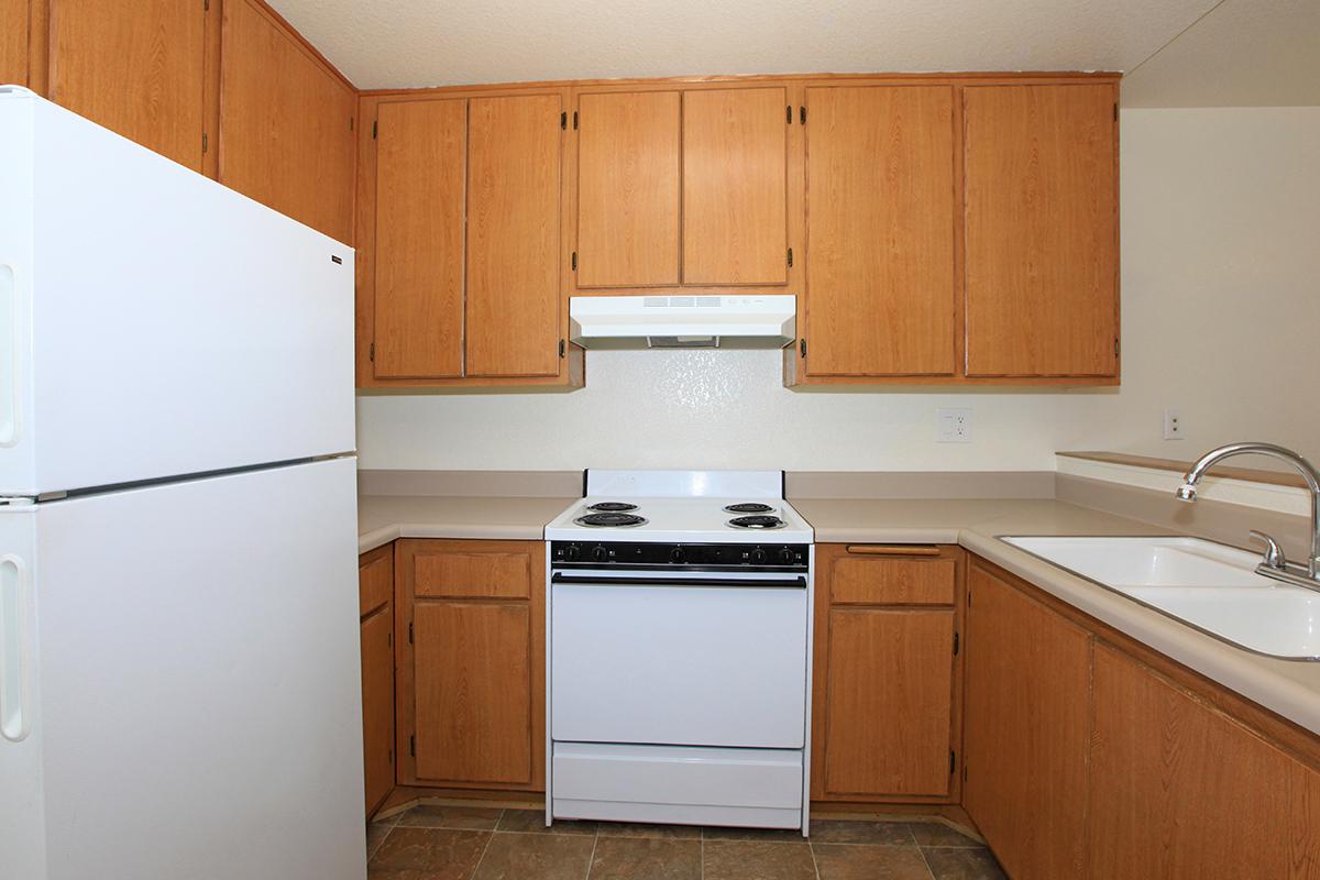 Kitchen with wooden cabinets