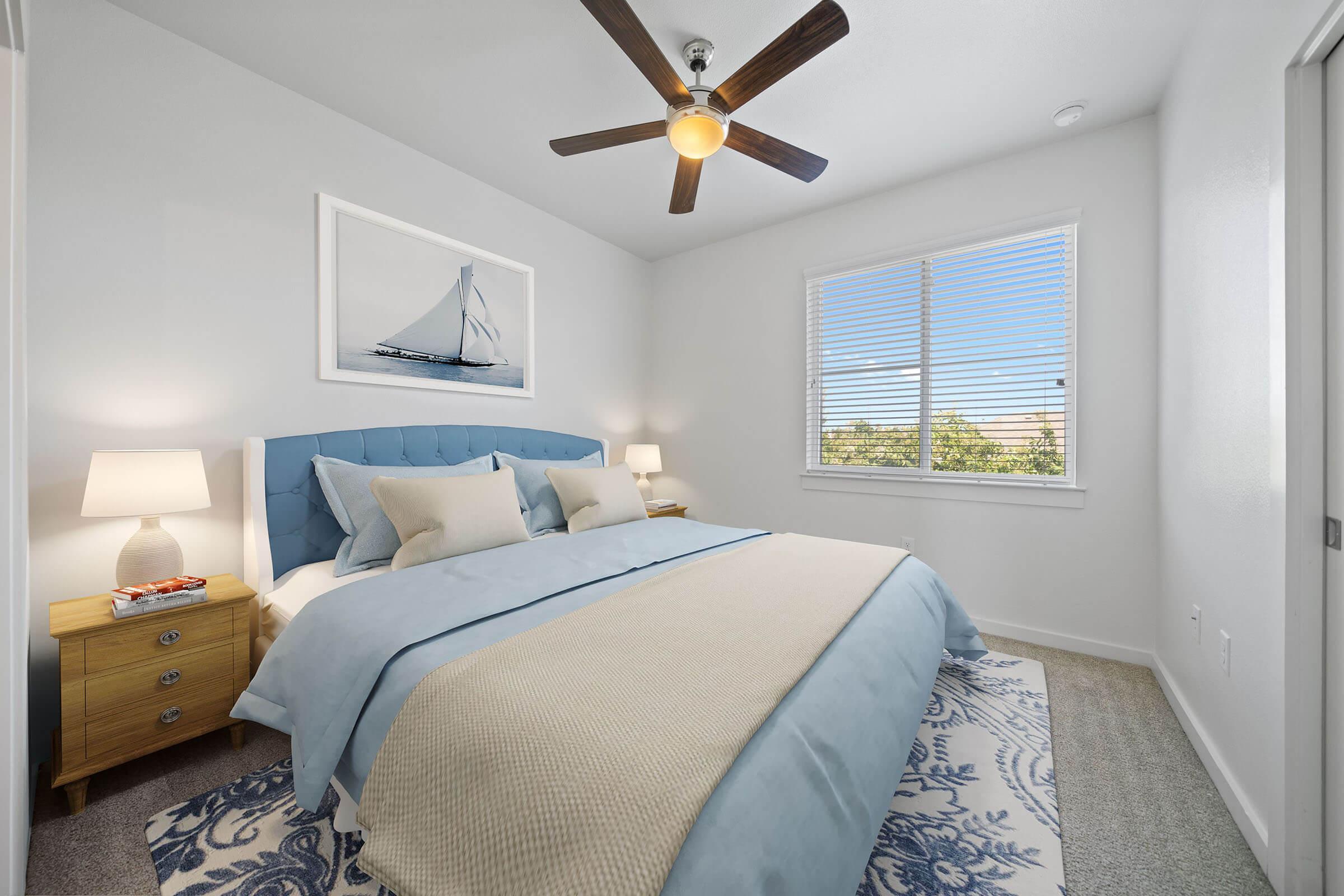 a bedroom with a bed in a hotel room