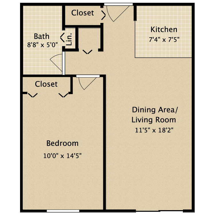 1 Bed 1 Bath Garden floor plan image