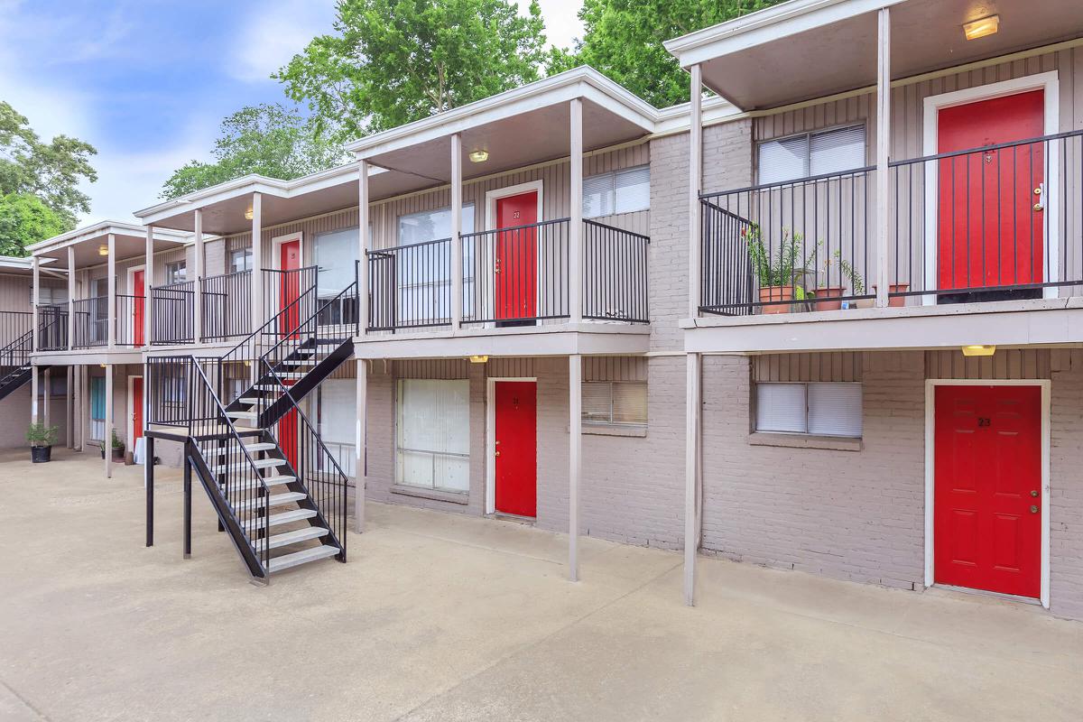 Villas at Park Place community building with red doors