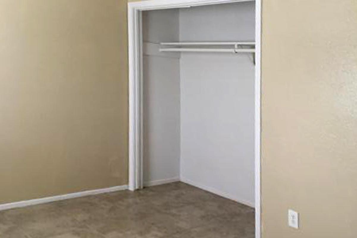 Bedroom with open closet