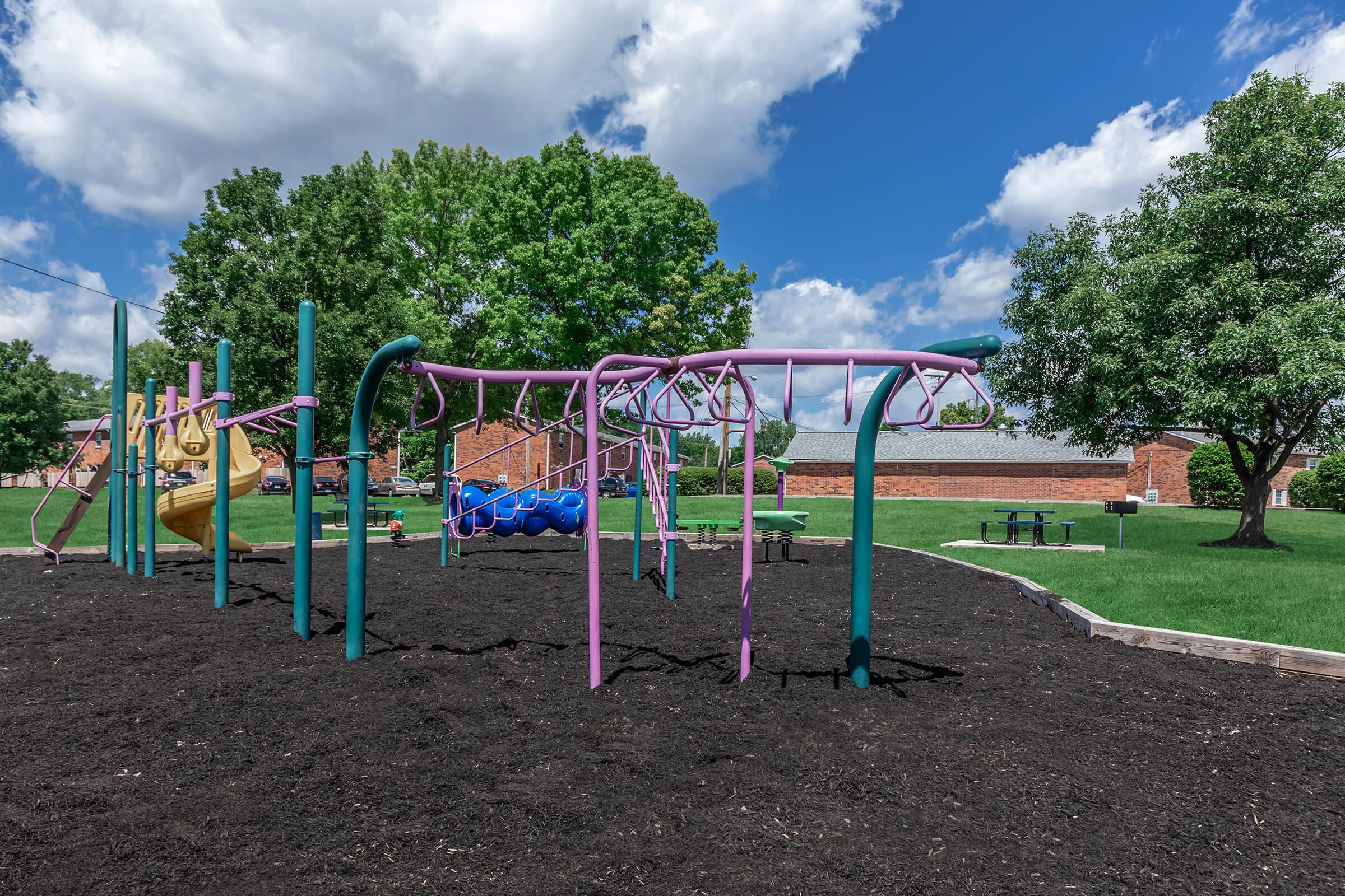 a playground in the grass