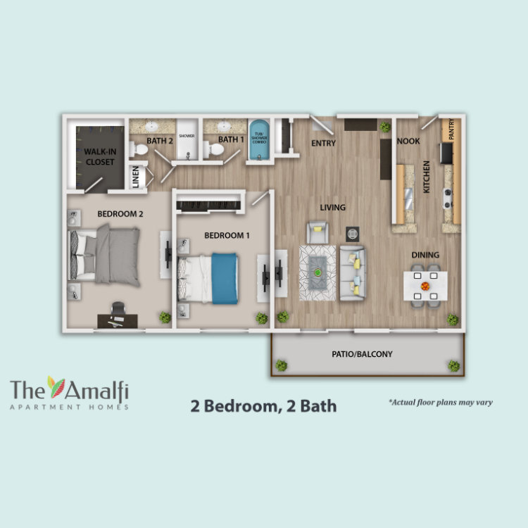 Floor plan image of 2 Bed 2 Bath