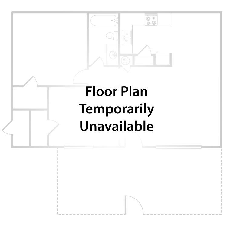 1 Bed 1 Bath floor plan image