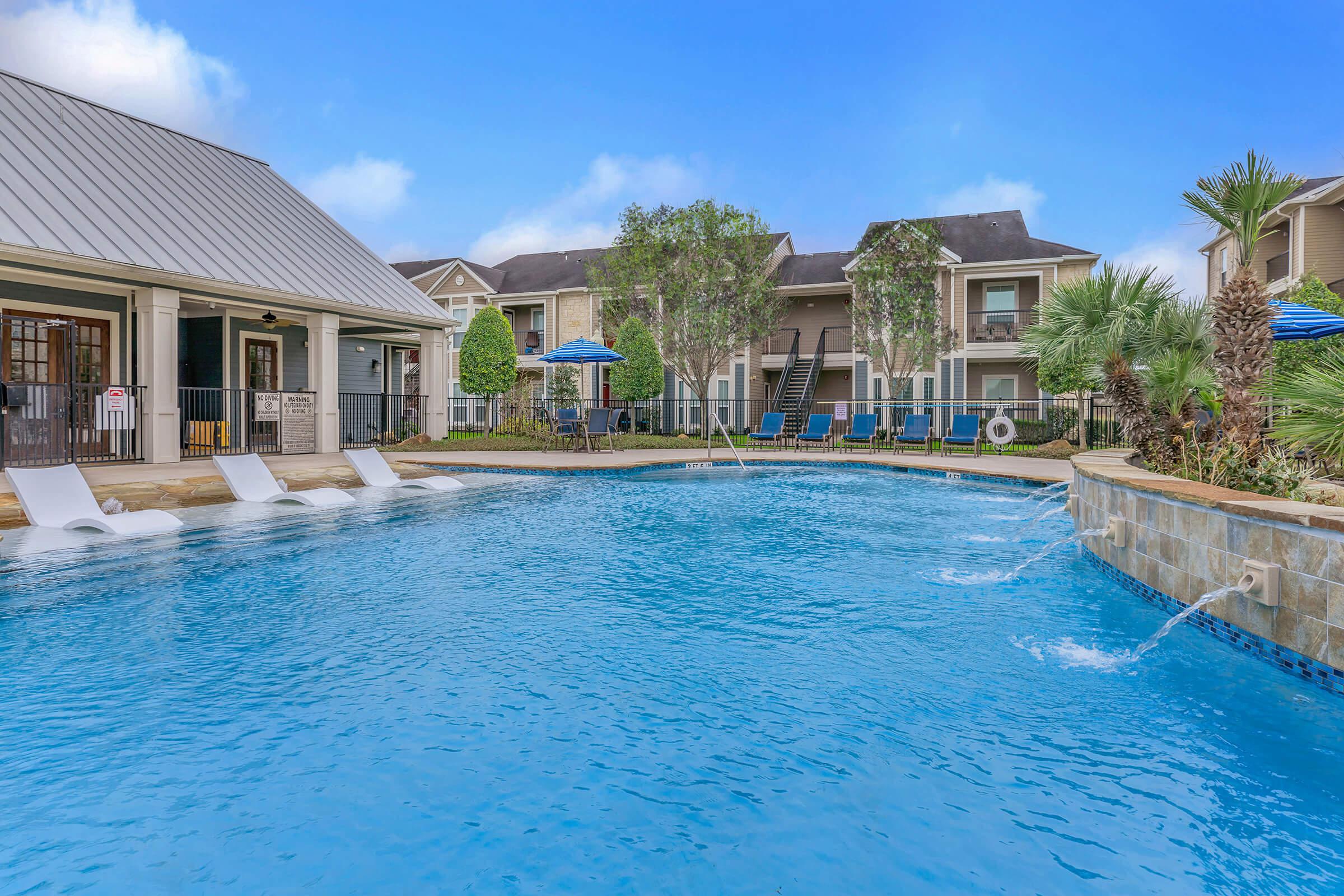 a small house in a pool of water