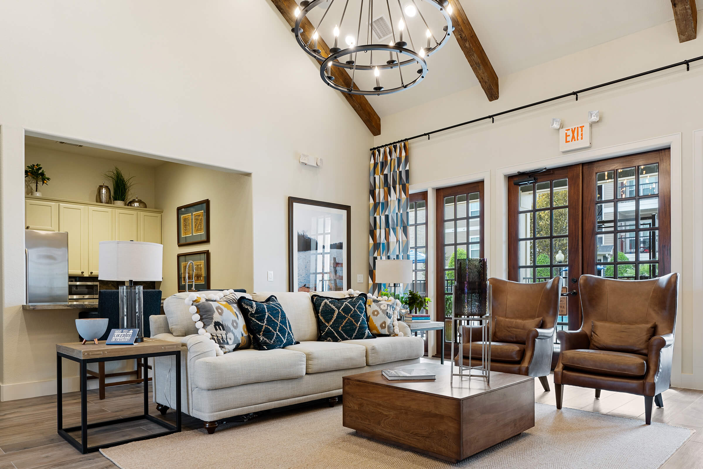 a living room filled with furniture and a fireplace