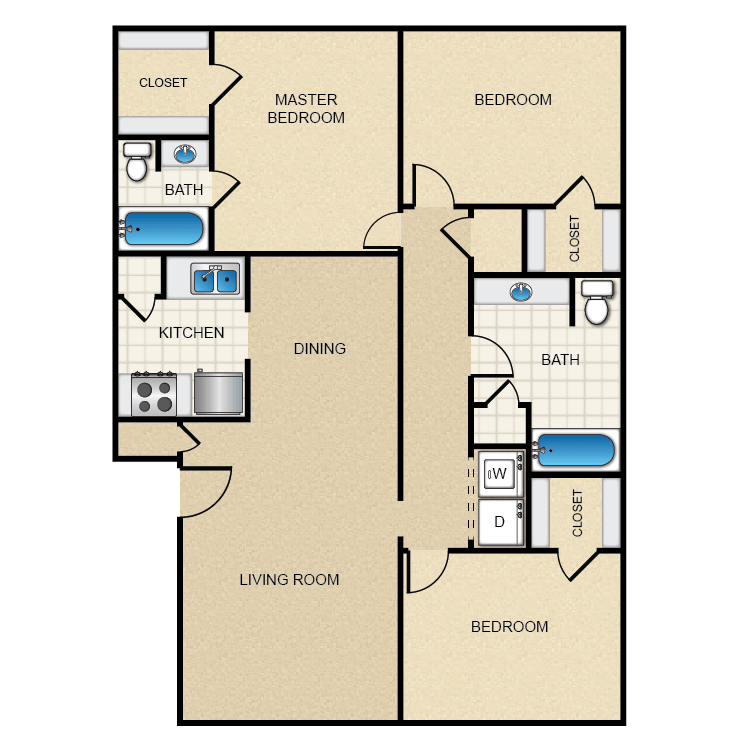 Floor plan image of 3 Bed 2 Bath
