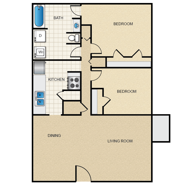 Floor plan image of 2 Bed 1 Bath