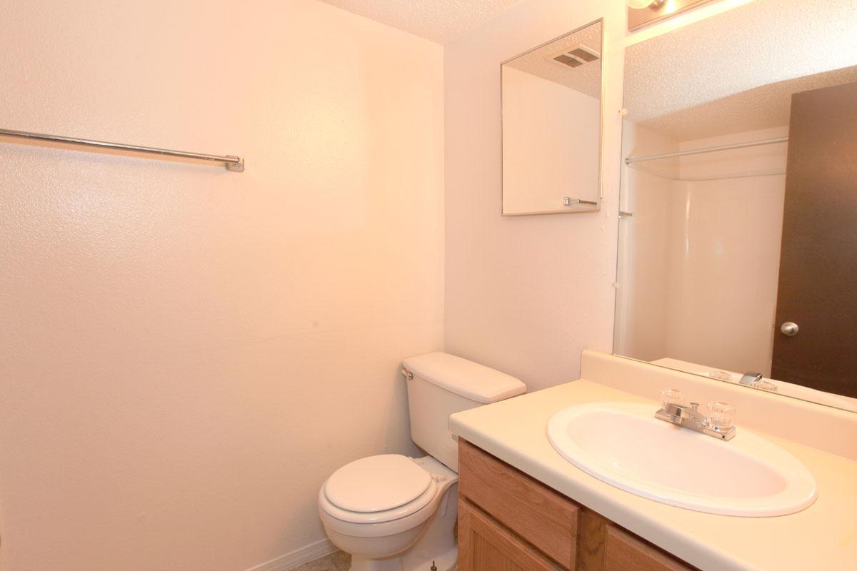 a white sink sitting under a mirror