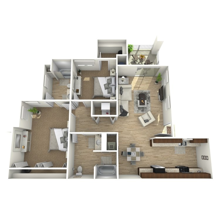 Plan A, a 2 bedroom 2 bathroom floor plan.