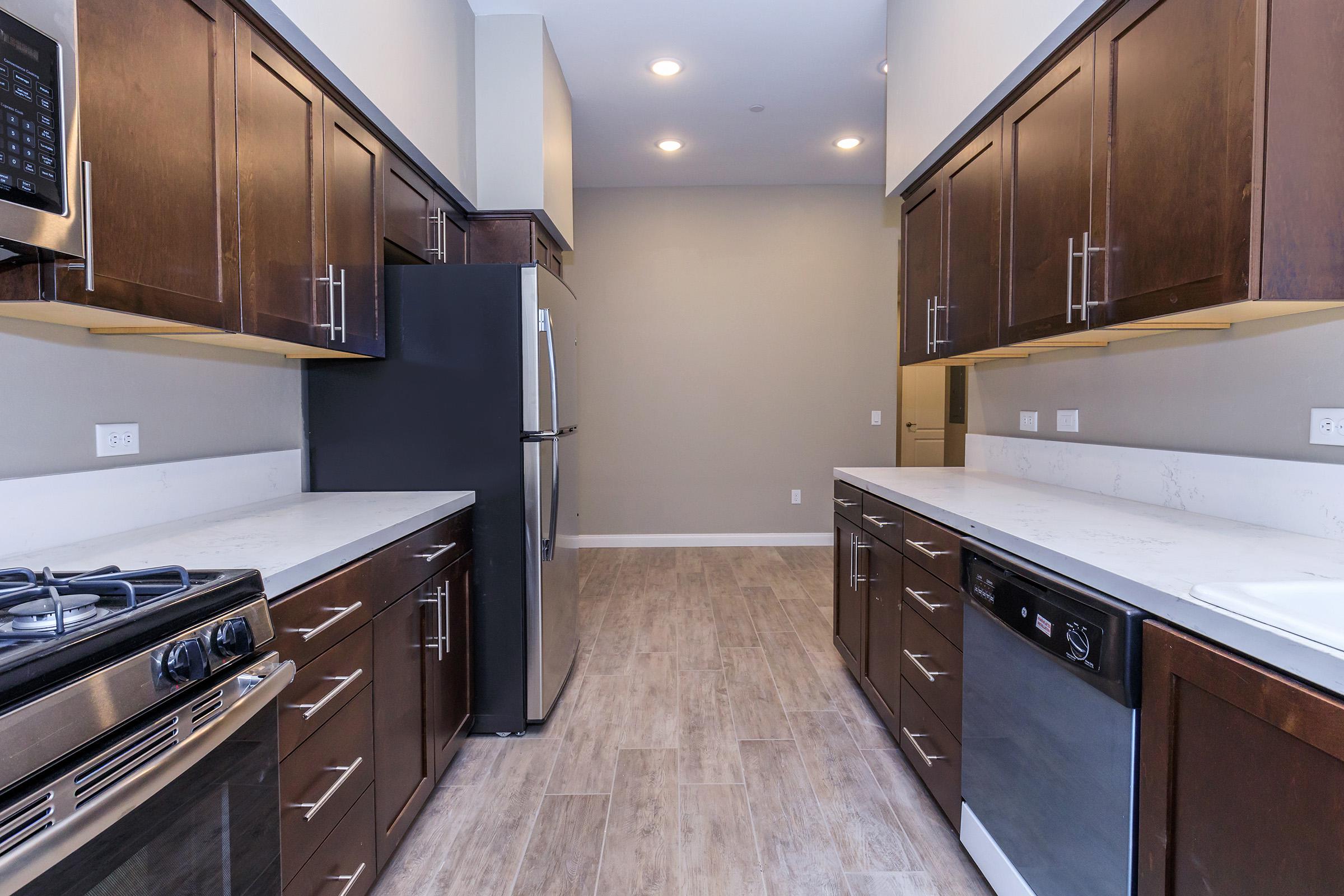 Kitchen with stainless steel appliances