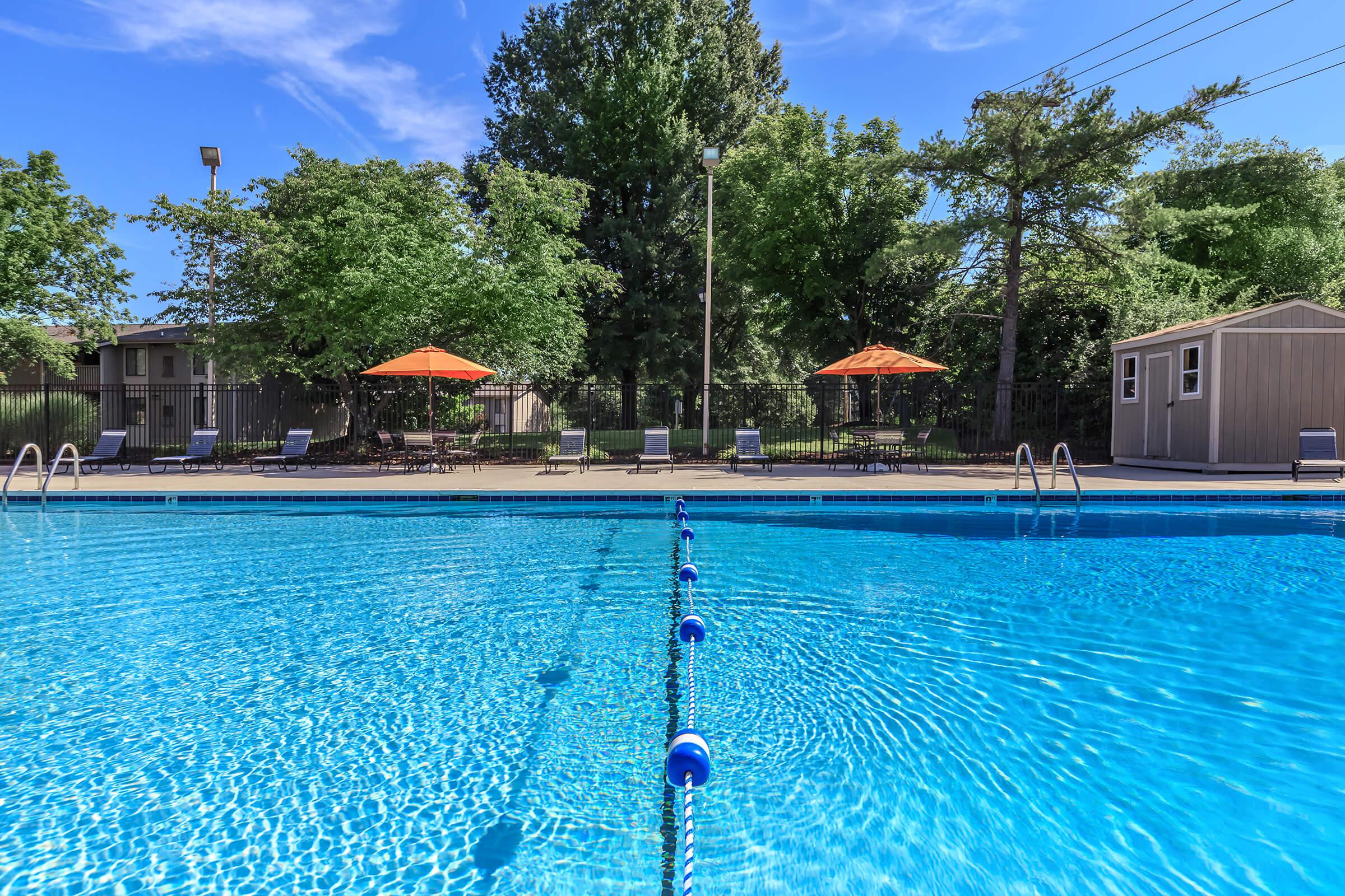 a blue pool of water