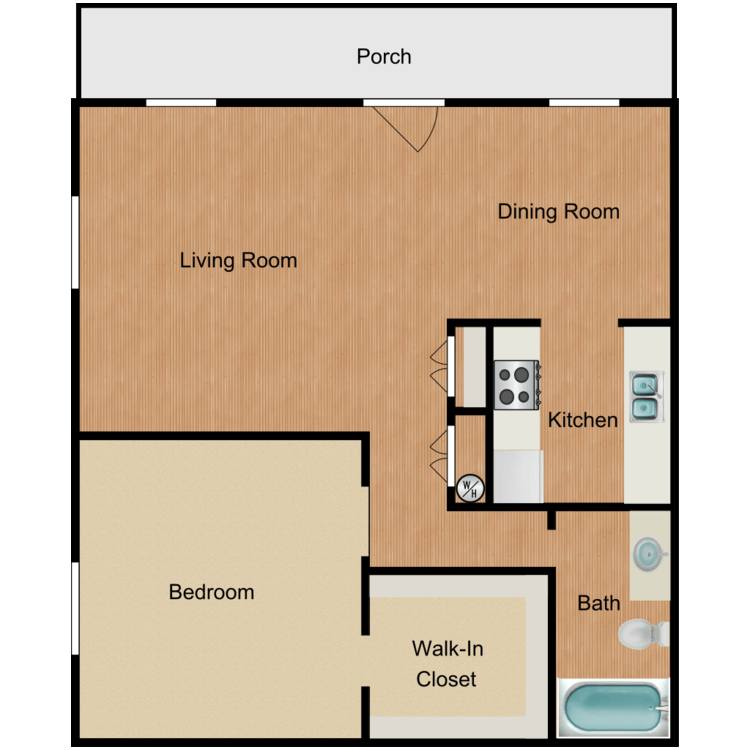 Floor plan image of 1 Bed 1 Bath B